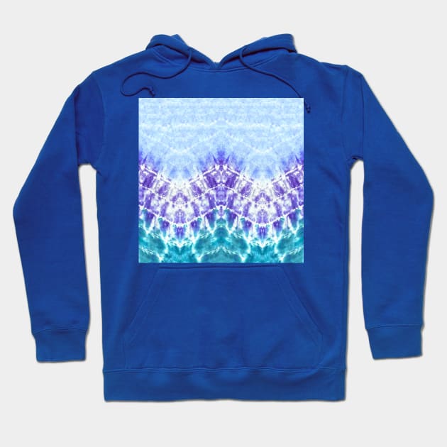 Blue and Purple Zig-Zag Tie-Dye Hoodie by Carolina Díaz